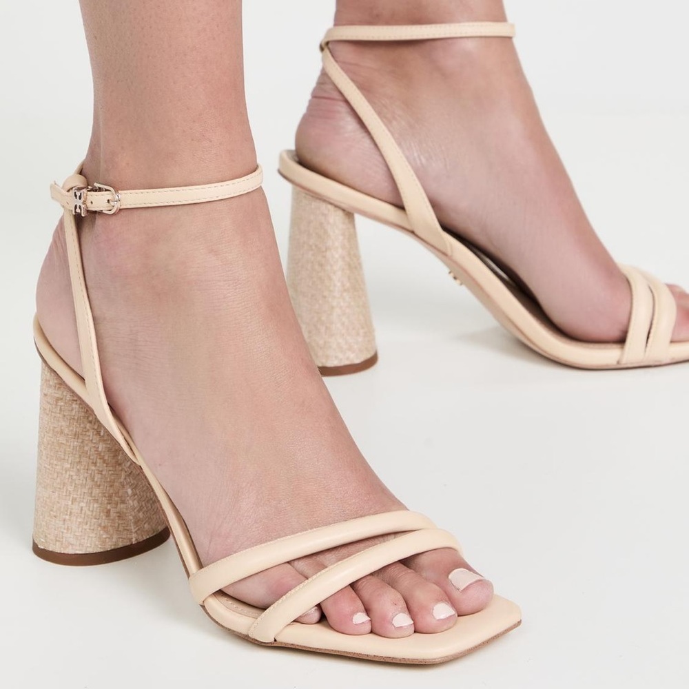 Sam Edelman Kia Block Heel Sandals Eggshell Leather